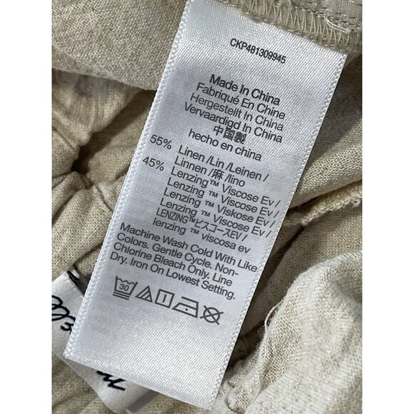 Madewell Pant Small Pull On Elastic Waist Linen Blend Wide Leg Beige Tan Coastal - Picture 7 of 9